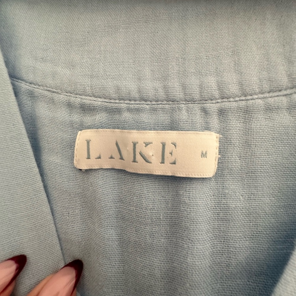 NWOT - LAKE Gauze V-Neck Caftan in Morning Blue - Picture 5 of 7